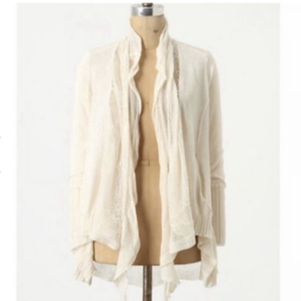 Anthropologie Angel of the North Open Waterfall‎ Cardigan Super Soft Cream XS